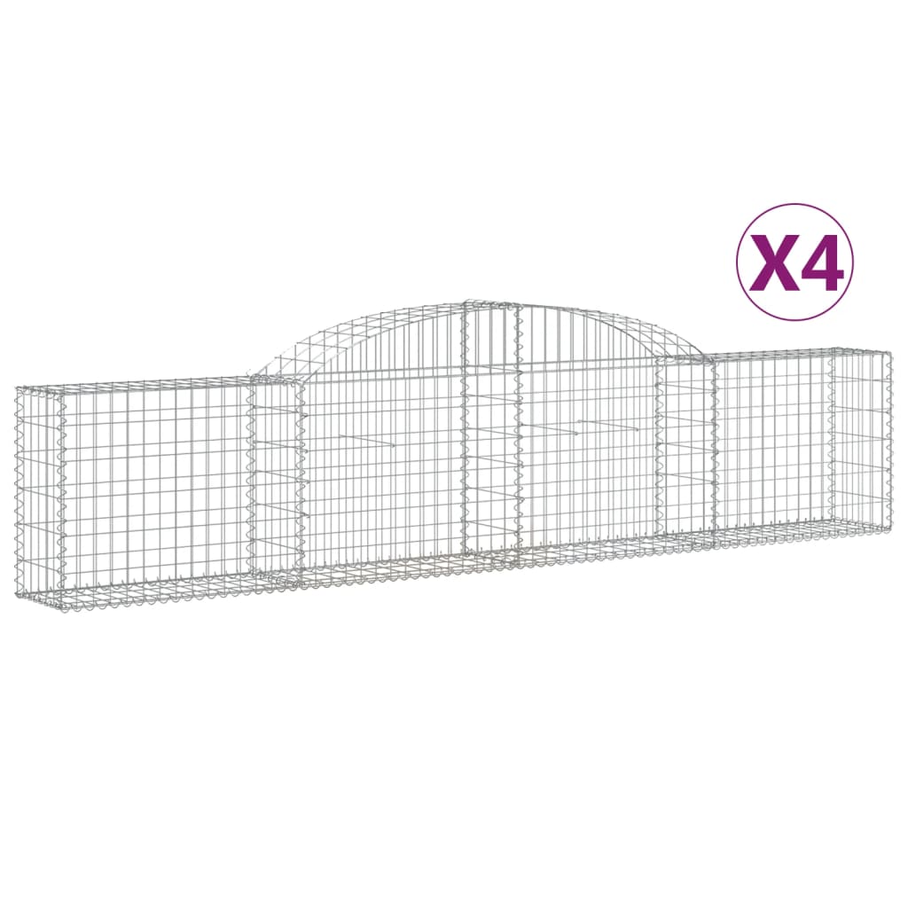 Coșuri gabion arcuite, 4 buc., 300x30x60/80 cm, fier galvanizat GartenMobel Dekor