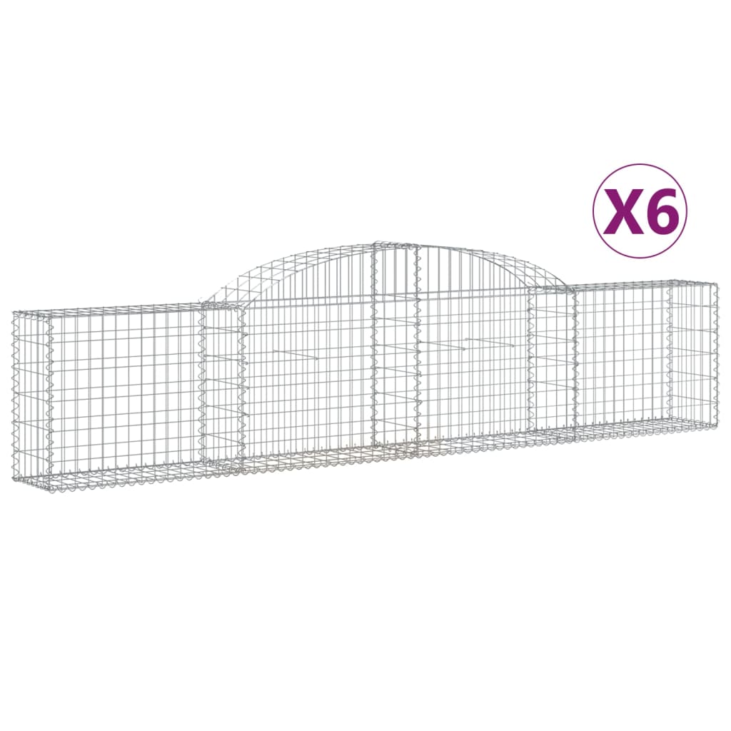 Coșuri gabion arcuite, 6 buc., 300x30x60/80 cm, fier galvanizat GartenMobel Dekor