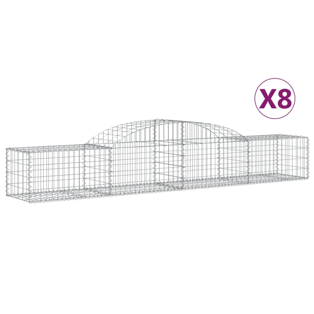 Coșuri gabion arcuite, 8 buc., 300x50x40/60 cm, fier galvanizat GartenMobel Dekor