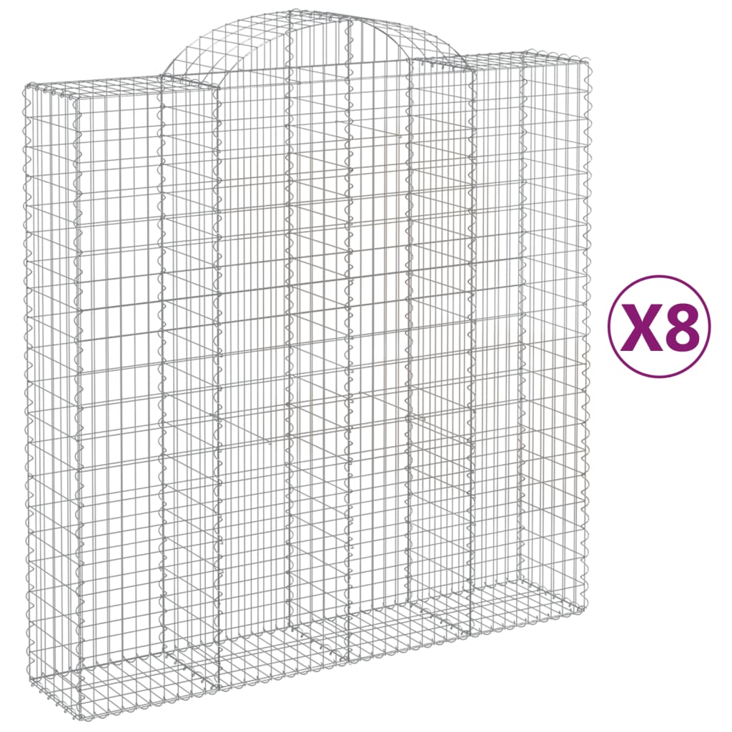 Coșuri gabion arcuite, 8 buc 200x50x200/220 cm, fier galvanizat GartenMobel Dekor