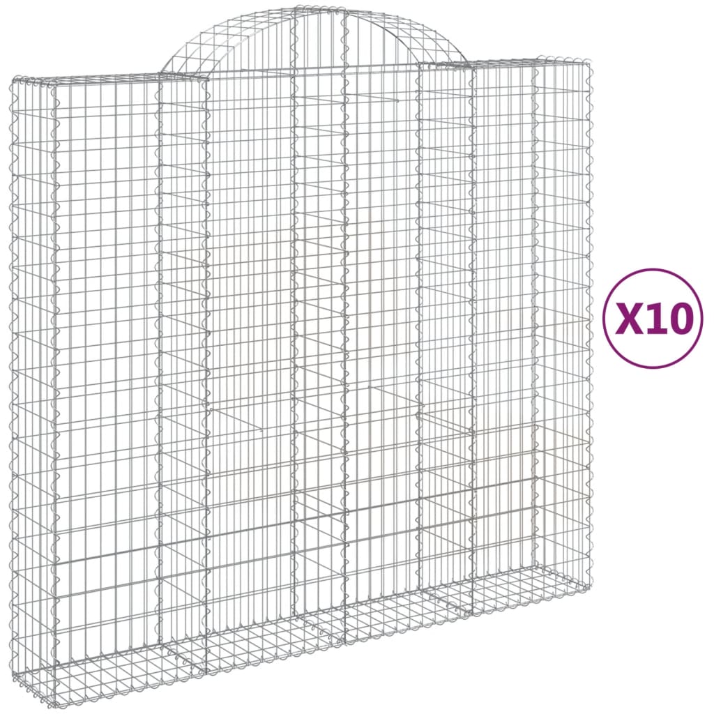 Coșuri gabion arcuite 10 buc, 200x50x180/200cm, fier galvanizat GartenMobel Dekor
