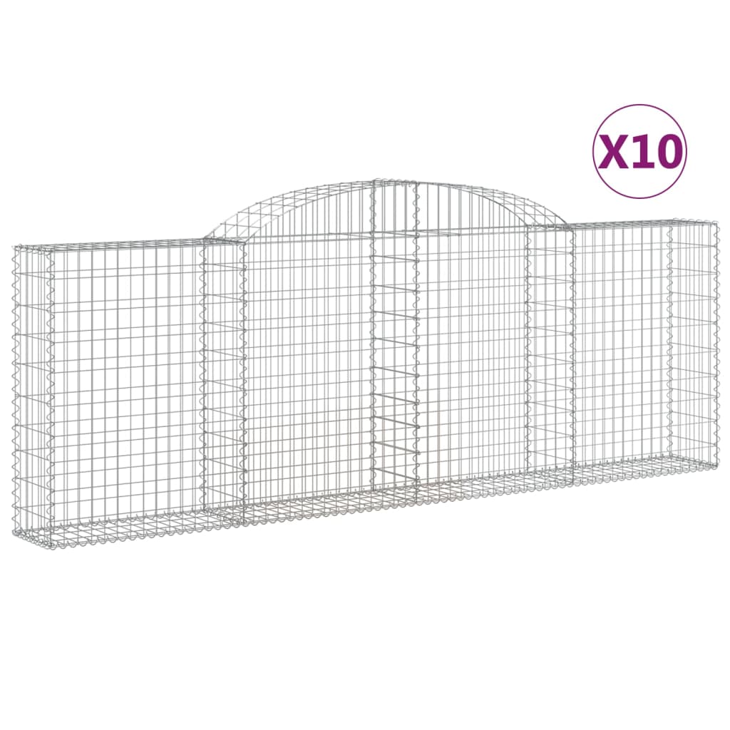 Coșuri gabion arcuite 10 buc, 300x30x100/120 cm fier galvanizat GartenMobel Dekor