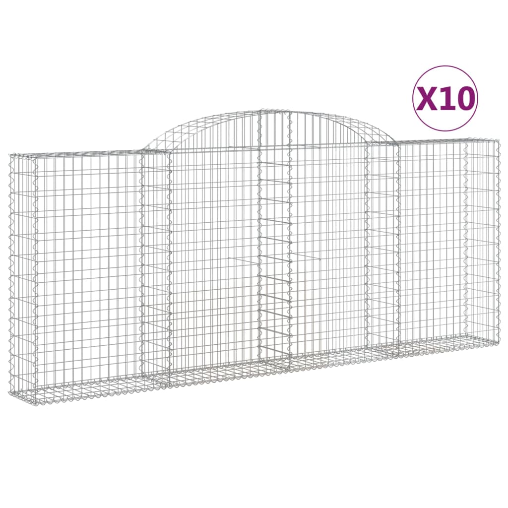 Coșuri gabion arcuite 10 buc, 300x30x120/140 cm fier galvanizat GartenMobel Dekor