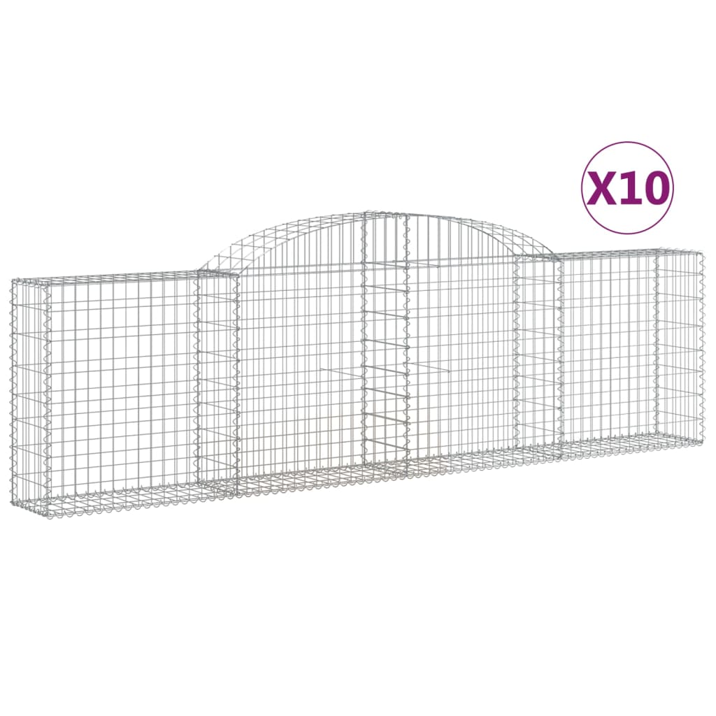 Coșuri gabion arcuite 10 buc, 300x30x80/100 cm, fier galvanizat GartenMobel Dekor