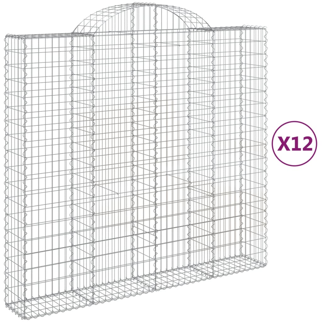 Coșuri gabion arcuite 12 buc, 200x50x180/200cm, fier galvanizat GartenMobel Dekor