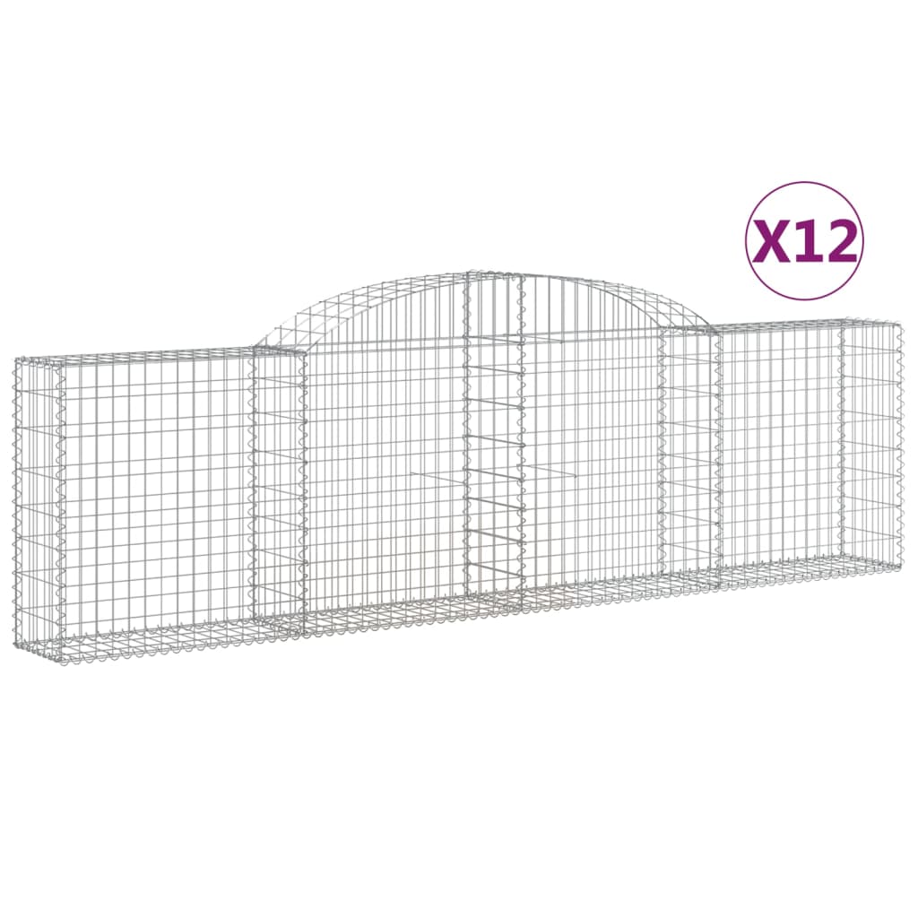 Coșuri gabion arcuite 12 buc, 300x30x80/100 cm, fier galvanizat GartenMobel Dekor