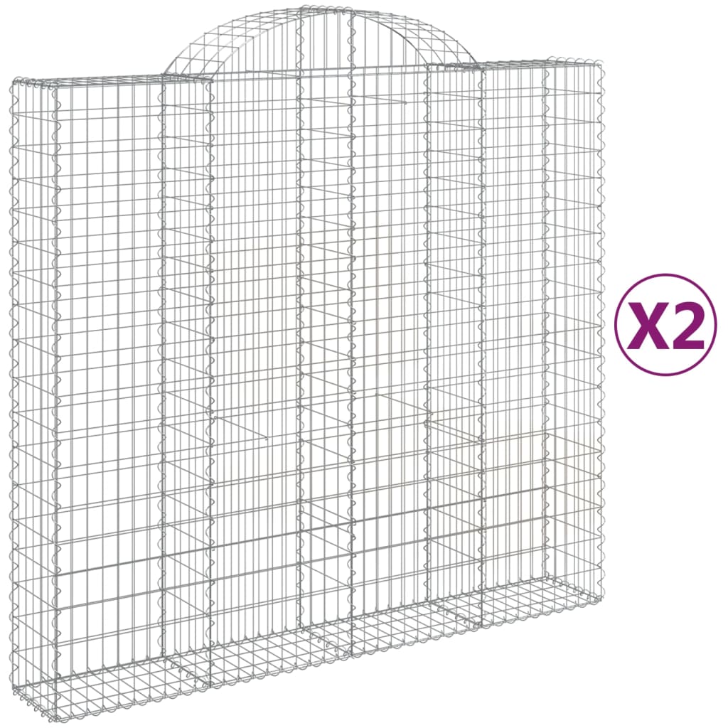 Coșuri gabion arcuite 2 buc, 200x50x180/200 cm, fier galvanizat GartenMobel Dekor