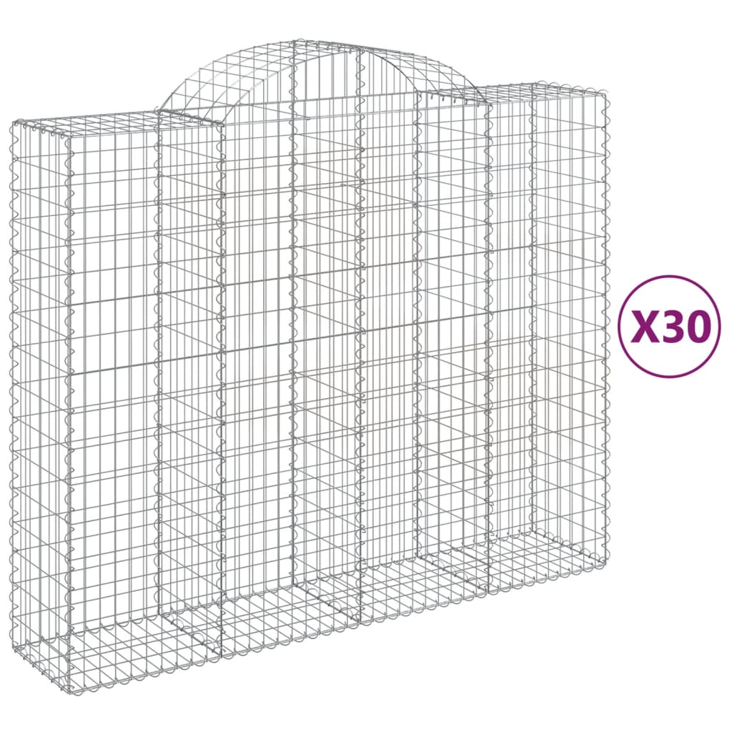 Coșuri gabion arcuite 30 buc, 200x50x160/180cm, fier galvanizat GartenMobel Dekor