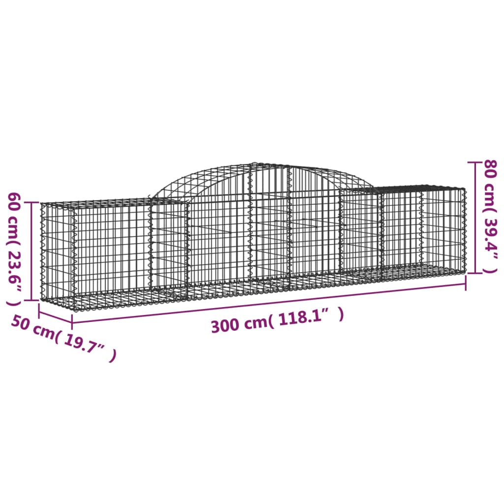 Coșuri gabion arcuite 30 buc, 300x50x60/80 cm, fier galvanizat GartenMobel Dekor