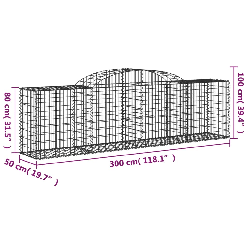Coșuri gabion arcuite 30 buc, 300x50x80/100 cm, fier galvanizat GartenMobel Dekor