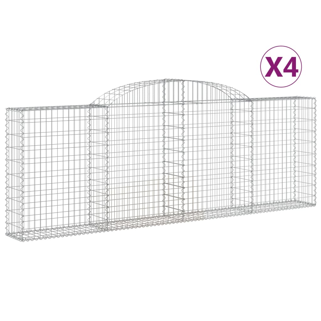 Coșuri gabion arcuite 4 buc, 300x30x100/120 cm fier galvanizat GartenMobel Dekor