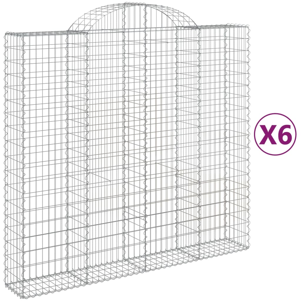 Coșuri gabion arcuite 6 buc, 200x50x180/200 cm, fier galvanizat GartenMobel Dekor