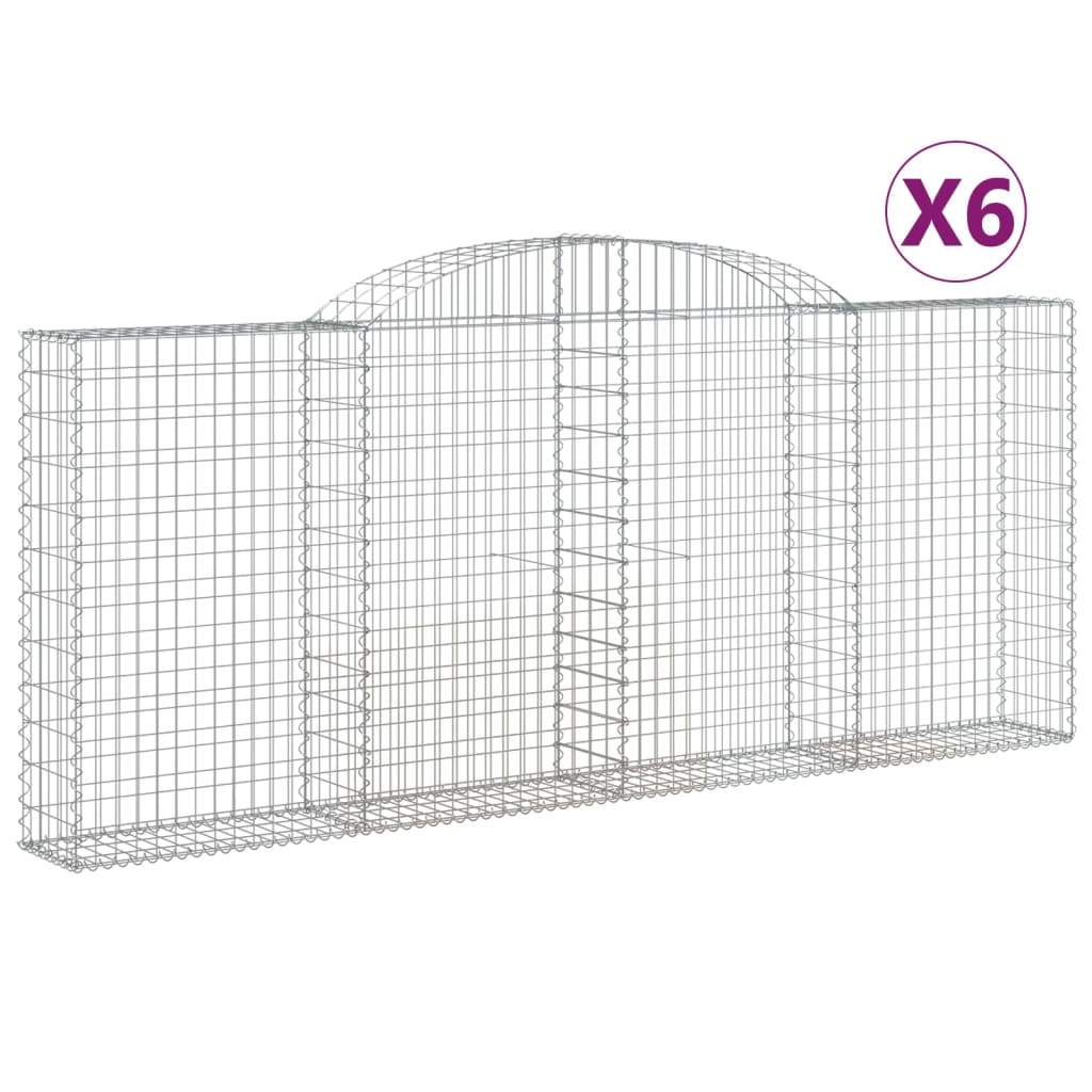 Coșuri gabion arcuite 6 buc, 300x30x120/140 cm, fier galvanizat GartenMobel Dekor
