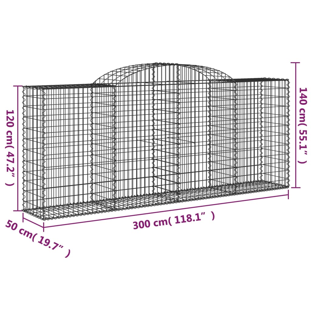Coșuri gabion arcuite 6 buc. 300x50x120/140 cm, fier galvanizat GartenMobel Dekor