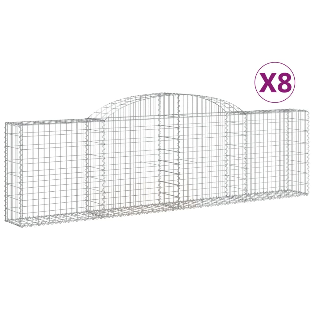 Coșuri gabion arcuite 8 buc., 300x30x80/100 cm, fier galvanizat GartenMobel Dekor