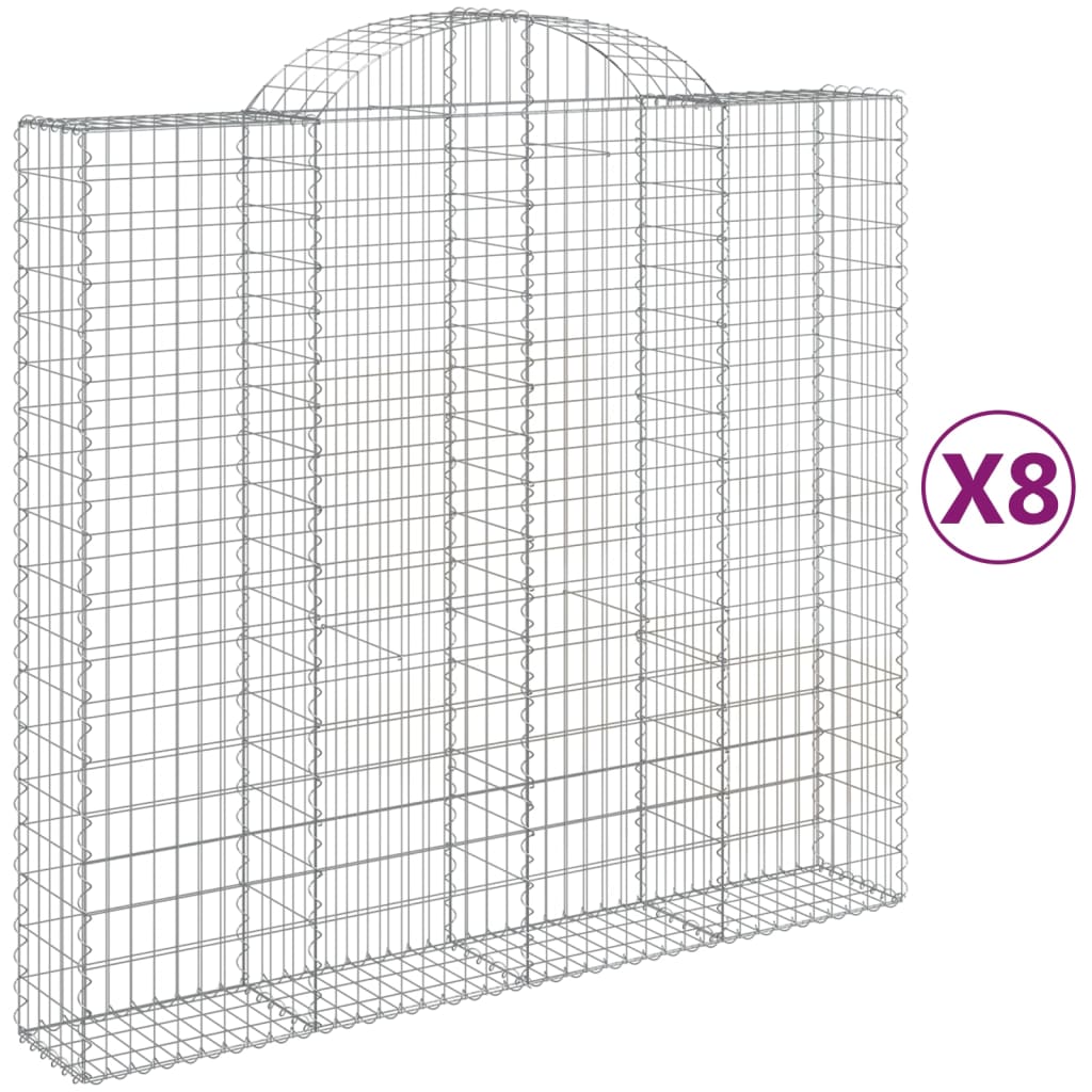 Coșuri gabion arcuite 8 buc, 200x50x180/200 cm, fier galvanizat GartenMobel Dekor