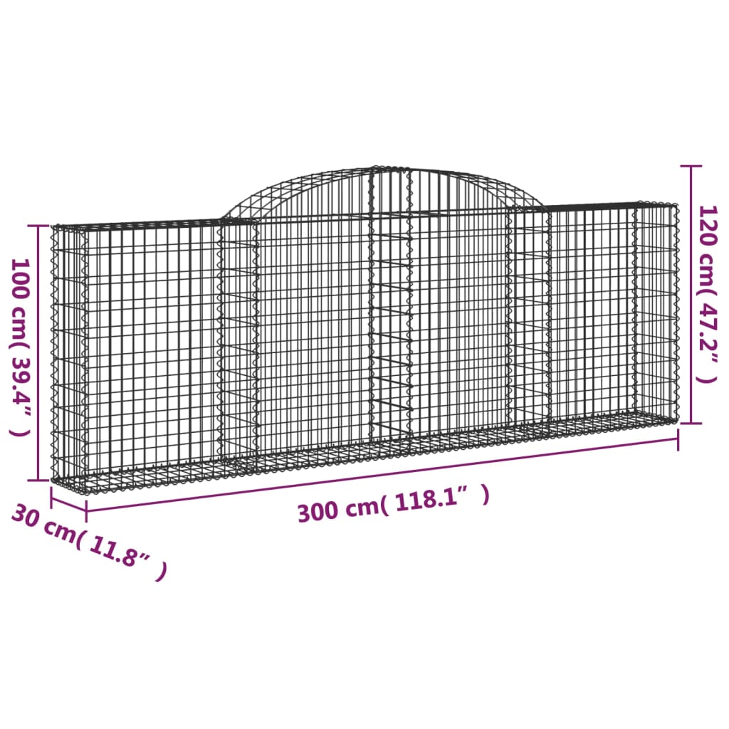 Coșuri gabion arcuite 8 buc, 300x30x100/120 cm fier galvanizat GartenMobel Dekor