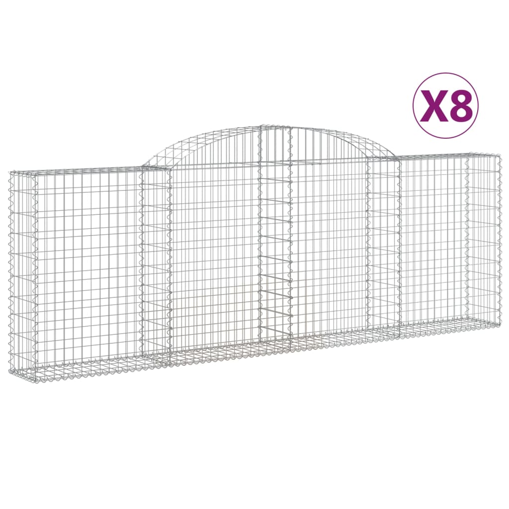Coșuri gabion arcuite 8 buc, 300x30x100/120 cm fier galvanizat GartenMobel Dekor