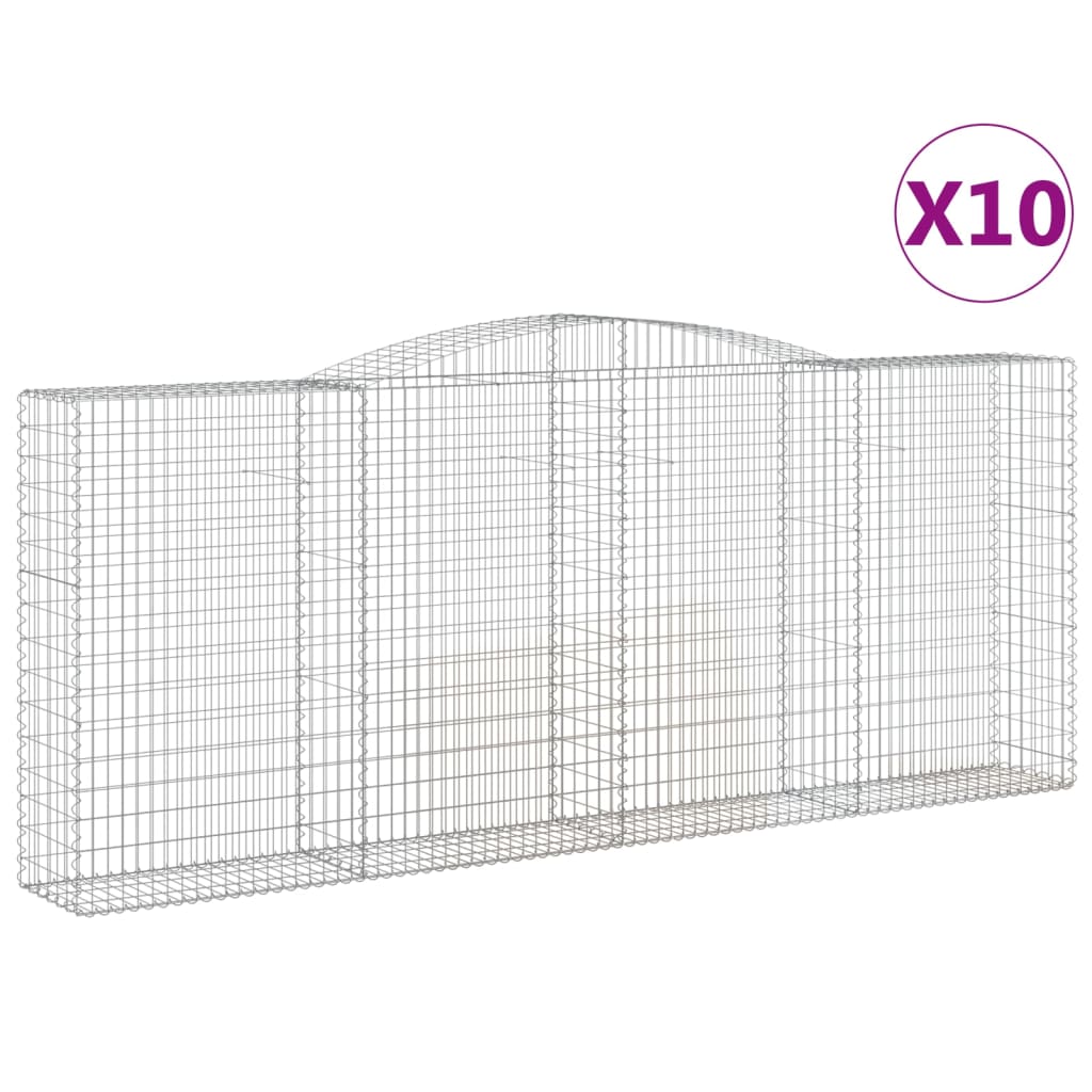 Coș gabion arcuit, 10 buc, 400x50x160/180 cm, fier galvanizat GartenMobel Dekor