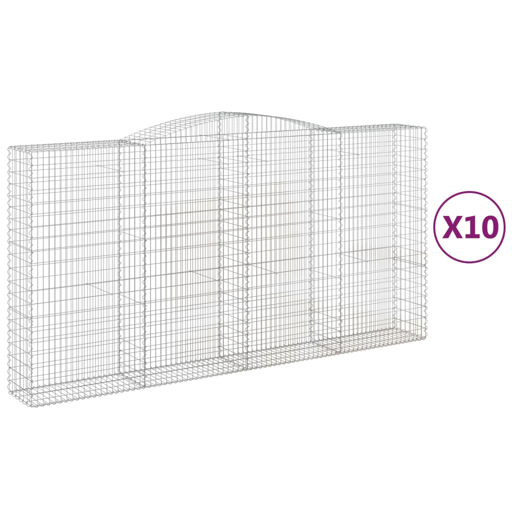 Coșuri gabion arcuite, 10 buc 400x50x200/220cm, fier galvanizat GartenMobel Dekor