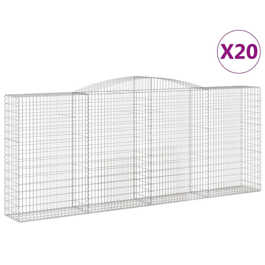 Coșuri gabion arcuite, 20 buc, 400x50x160/180cm fier galvanizat GartenMobel Dekor