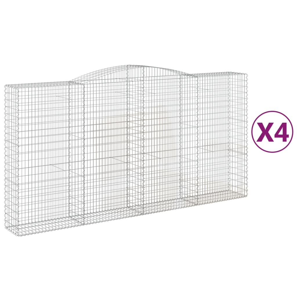 Coșuri gabion arcuite, 4 buc 400x50x200/220 cm, fier galvanizat GartenMobel Dekor