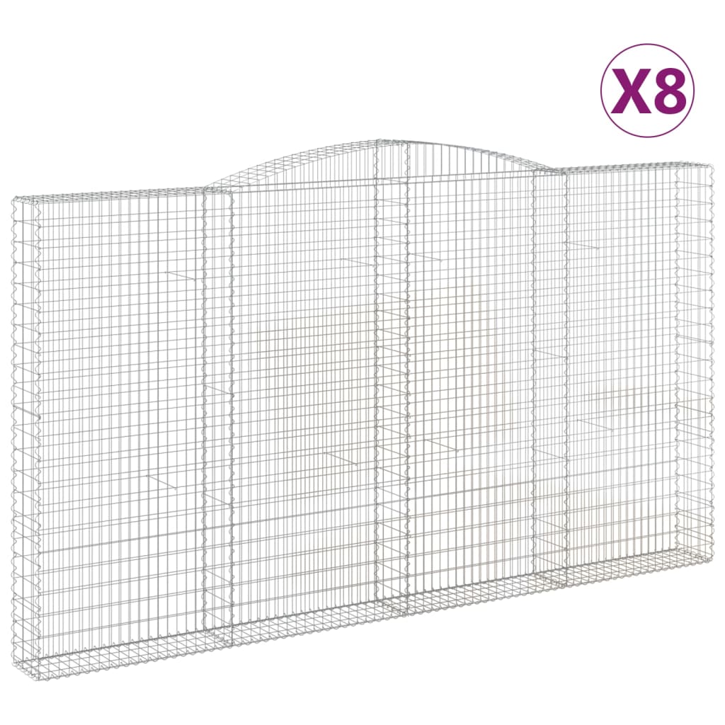 Coșuri gabion arcuite, 8 buc, 400x30x220/240cm, fier galvanizat GartenMobel Dekor