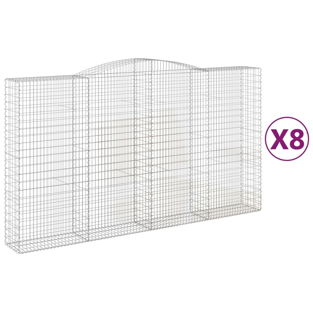 Coșuri gabion arcuite, 8 buc, 400x50x220/240cm, fier galvanizat GartenMobel Dekor
