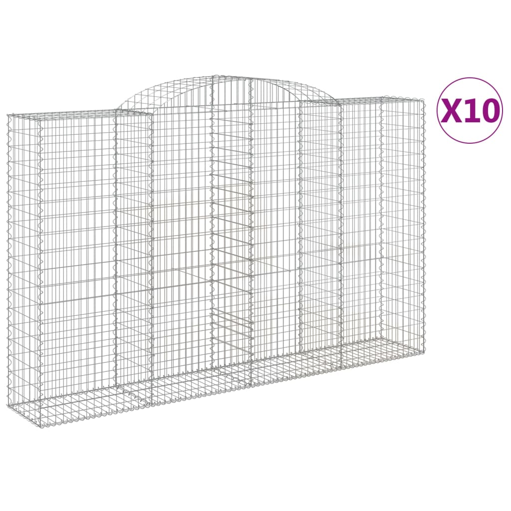 Coșuri gabion arcuite 10 buc, 300x50x180/200 cm fier galvanizat GartenMobel Dekor