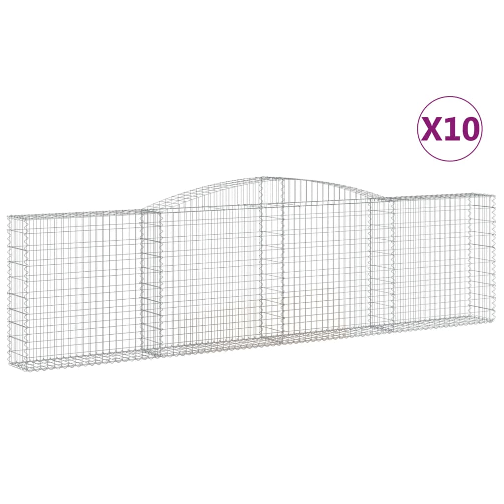 Coșuri gabion arcuite 10 buc, 400x30x100/120 cm fier galvanizat GartenMobel Dekor