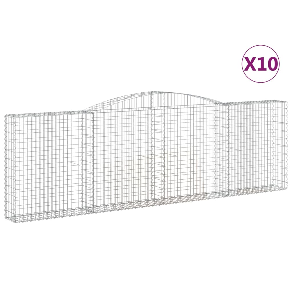 Coșuri gabion arcuite 10 buc. 400x30x120/140 cm fier galvanizat GartenMobel Dekor