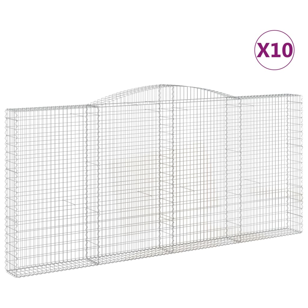Coșuri gabion arcuite 10 buc, 400x30x180/200cm, fier galvanizat GartenMobel Dekor