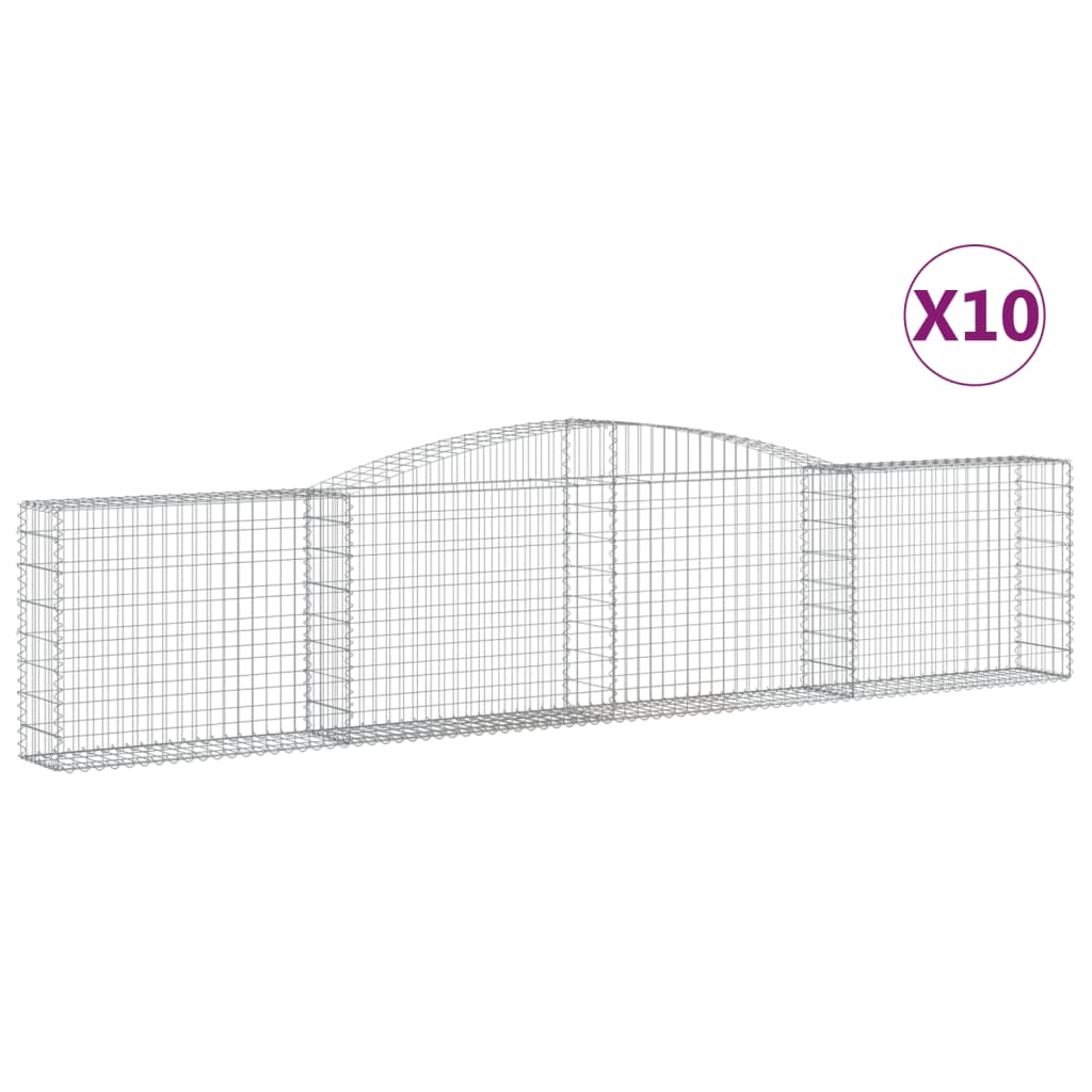 Coșuri gabion arcuite 10 buc, 400x30x80/100 cm, fier galvanizat GartenMobel Dekor