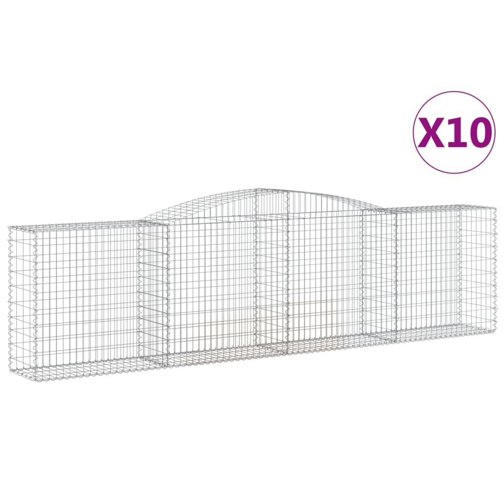 Coșuri gabion arcuite 10 buc, 400x50x100/120 cm fier galvanizat GartenMobel Dekor