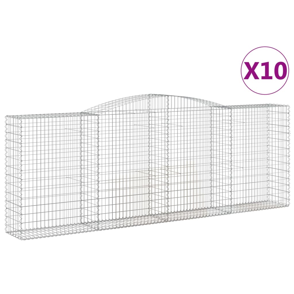 Coșuri gabion arcuite 10 buc, 400x50x140/160cm, fier galvanizat GartenMobel Dekor