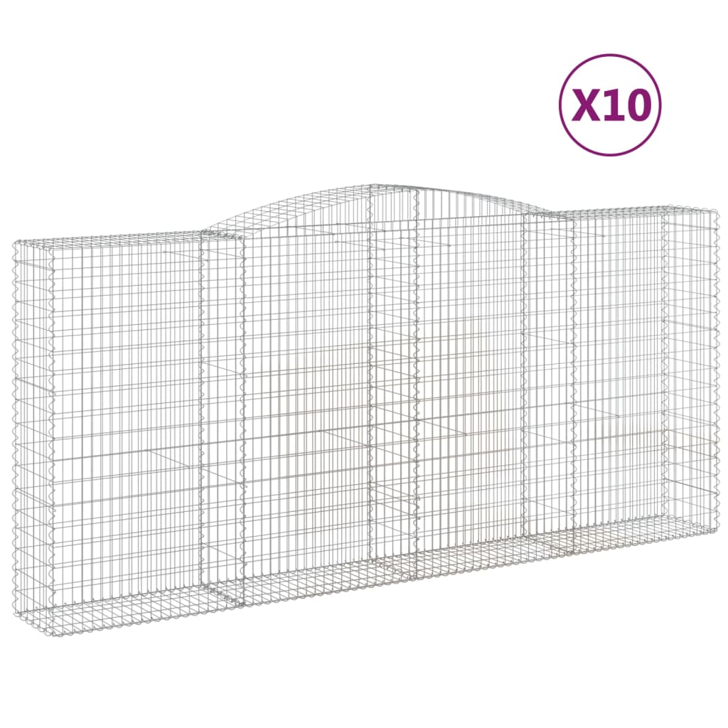 Coșuri gabion arcuite 10 buc, 400x50x180/200cm, fier galvanizat GartenMobel Dekor