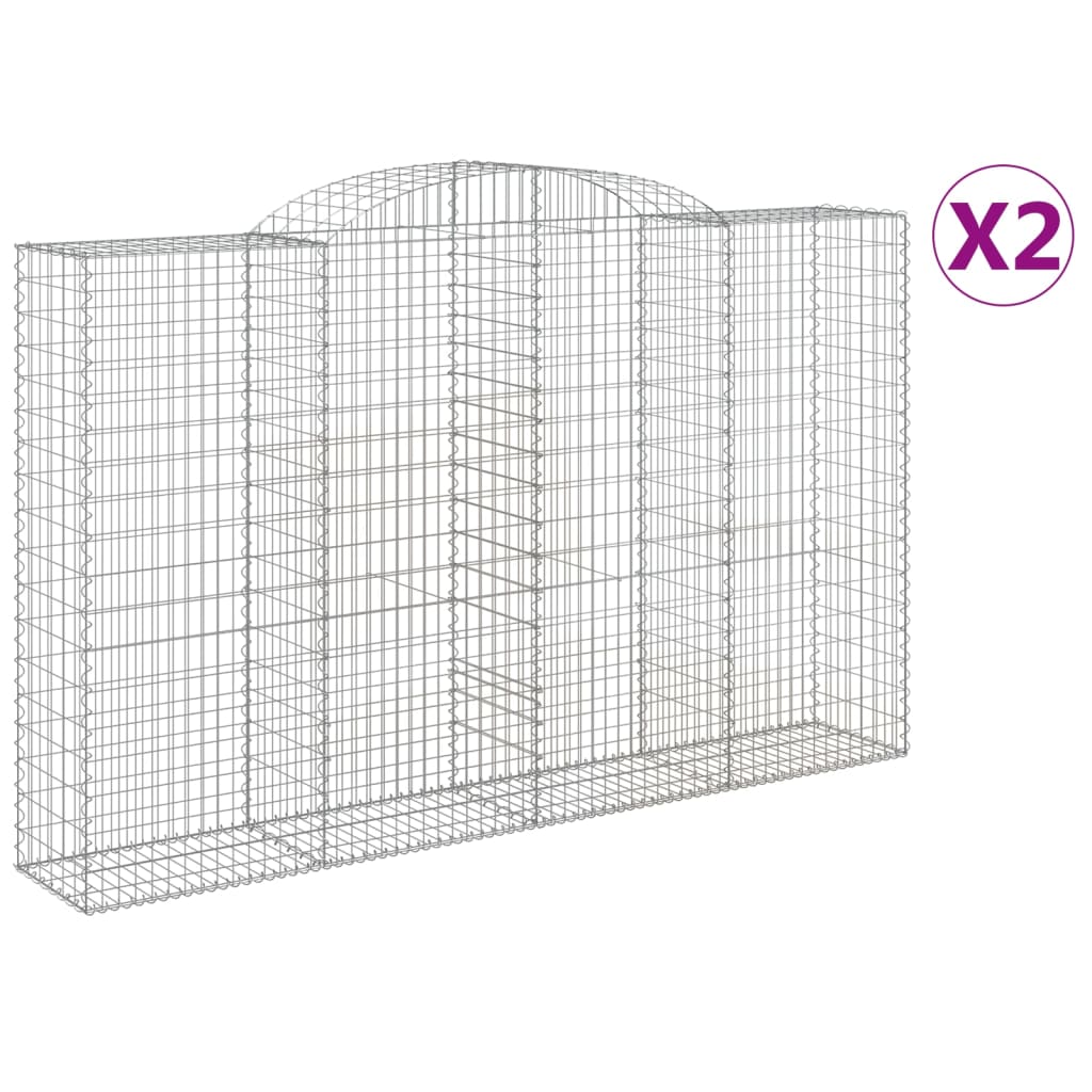 Coșuri gabion arcuite 2 buc, 300x50x180/200 cm, fier galvanizat GartenMobel Dekor