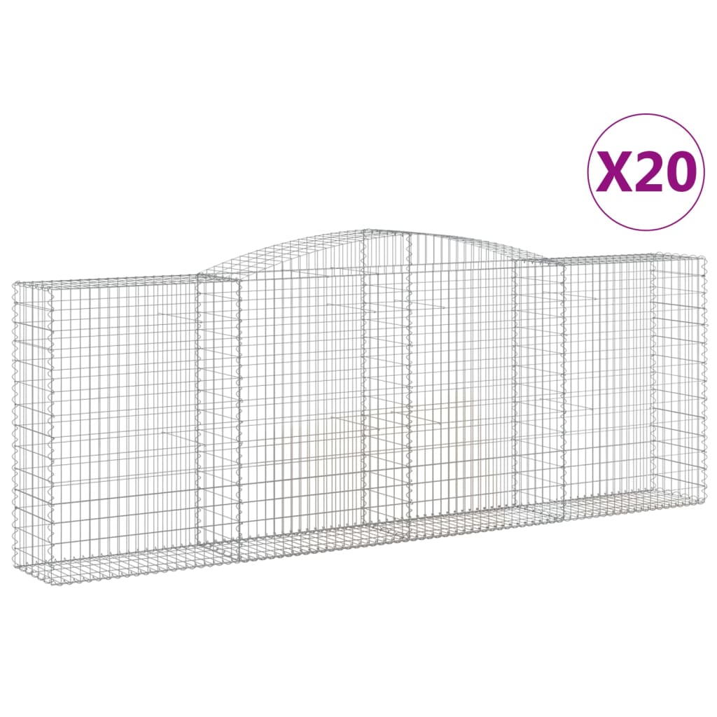 Coșuri gabion arcuite 20 buc, 400x50x140/160cm, fier galvanizat GartenMobel Dekor