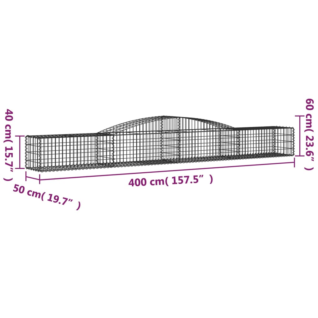 Coșuri gabion arcuite 20 buc, 400x50x40/60 cm, fier galvanizat GartenMobel Dekor