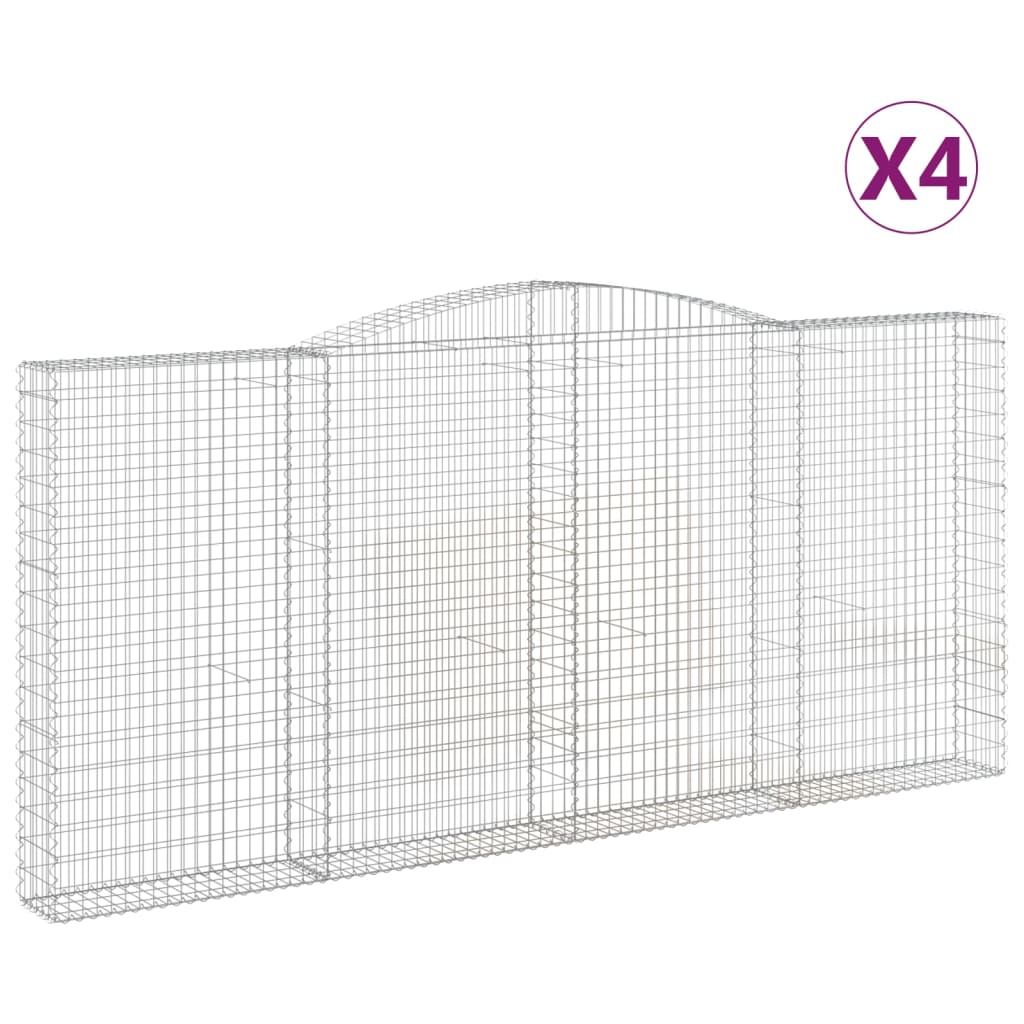 Coșuri gabion arcuite 4 buc, 400x30x180/200 cm, fier galvanizat GartenMobel Dekor