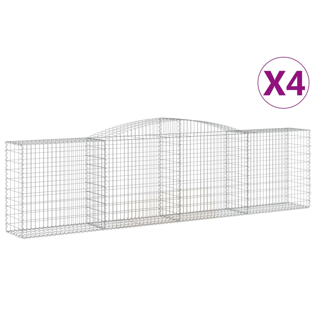 Coșuri gabion arcuite 4 buc, 400x50x100/120 cm fier galvanizat GartenMobel Dekor