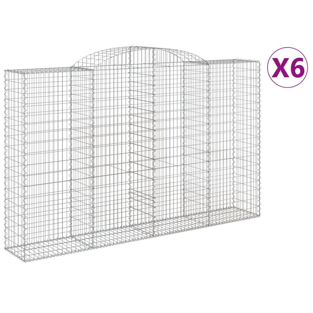 Coșuri gabion arcuite 6 buc, 300x50x180/200 cm, fier galvanizat GartenMobel Dekor