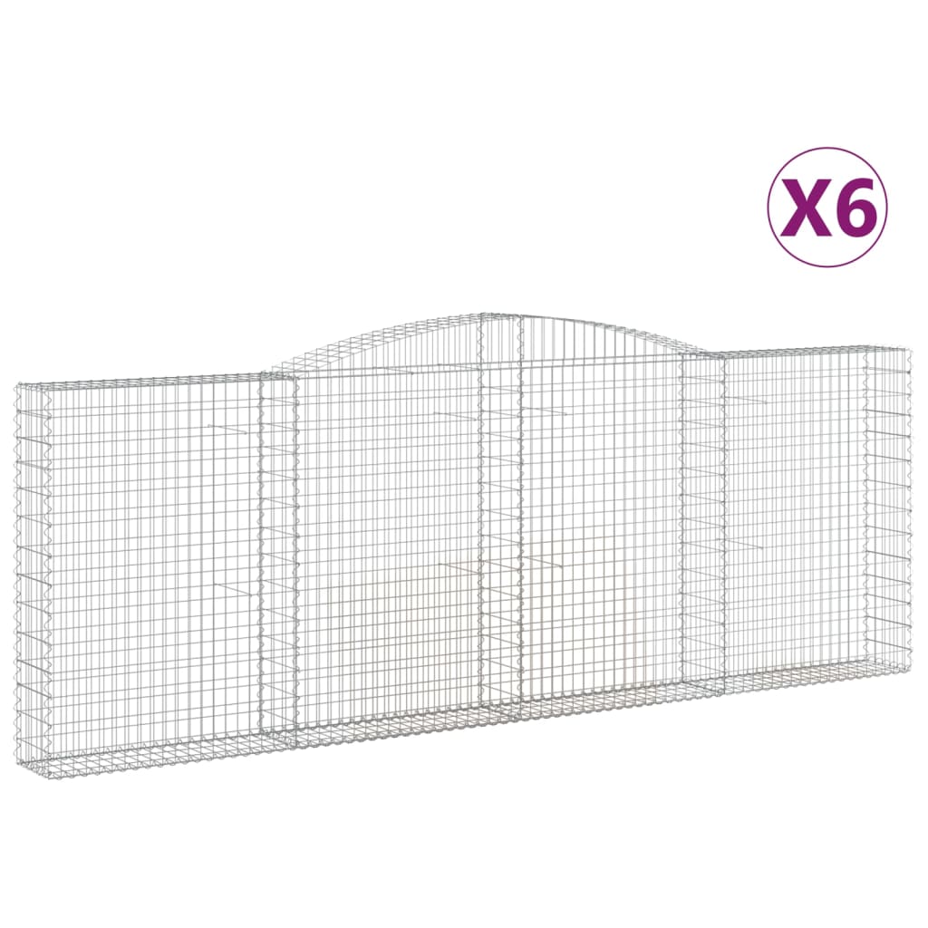 Coșuri gabion arcuite 6 buc, 400x30x140/160 cm, fier galvanizat GartenMobel Dekor