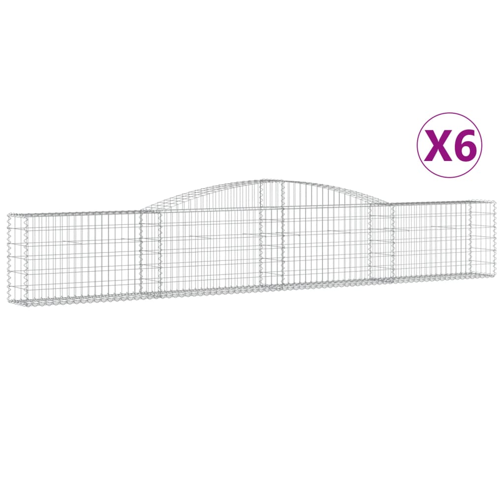 Coșuri gabion arcuite 6 buc, 400x30x60/80 cm, fier galvanizat GartenMobel Dekor