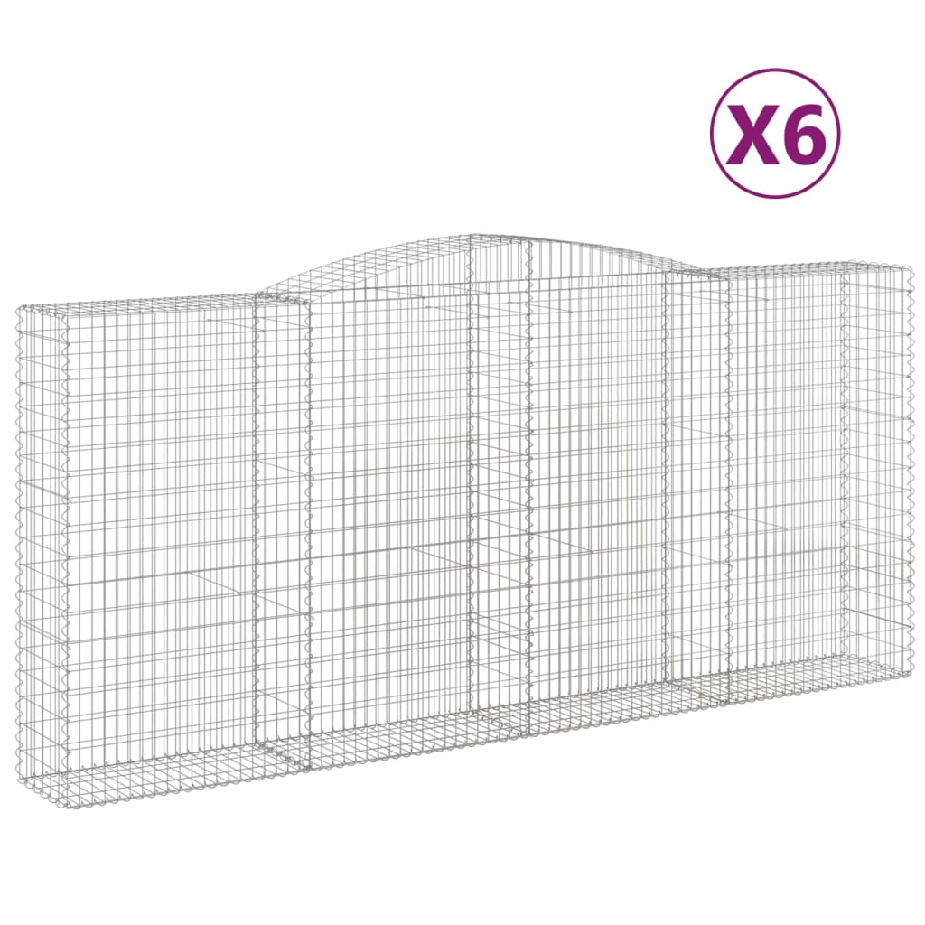Coșuri gabion arcuite 6 buc, 400x50x180/200 cm, fier galvanizat GartenMobel Dekor