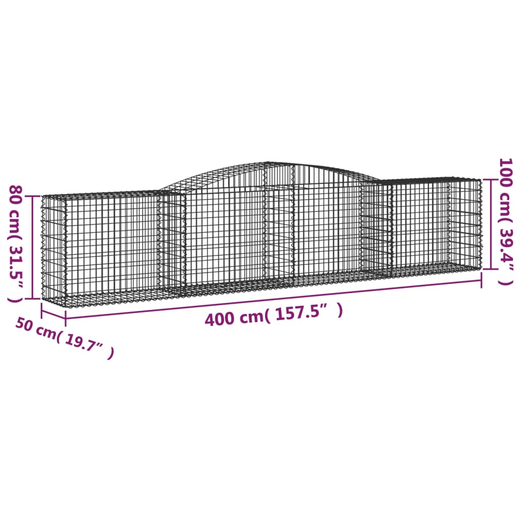 Coșuri gabion arcuite 6 buc, 400x50x80/100 cm, fier galvanizat GartenMobel Dekor