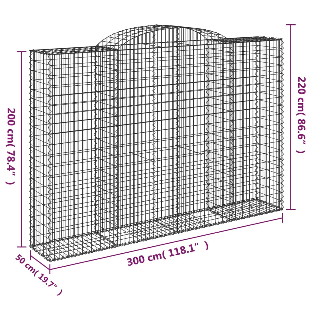 Coșuri gabion arcuite 8 buc. 300x50x200/220 cm fier galvanizat GartenMobel Dekor