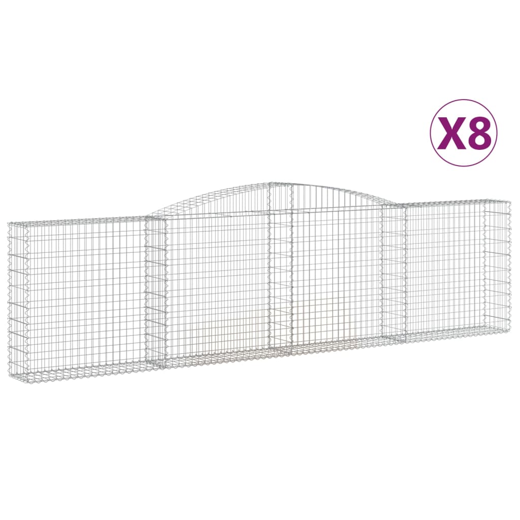 Coșuri gabion arcuite 8 buc, 400x30x100/120 cm fier galvanizat GartenMobel Dekor