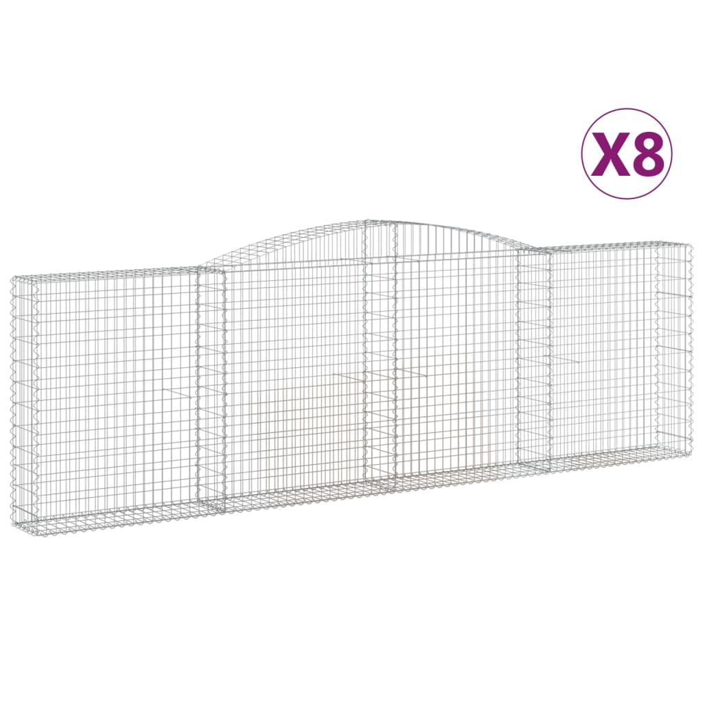 Coșuri gabion arcuite 8 buc. 400x30x120/140 cm fier galvanizat GartenMobel Dekor