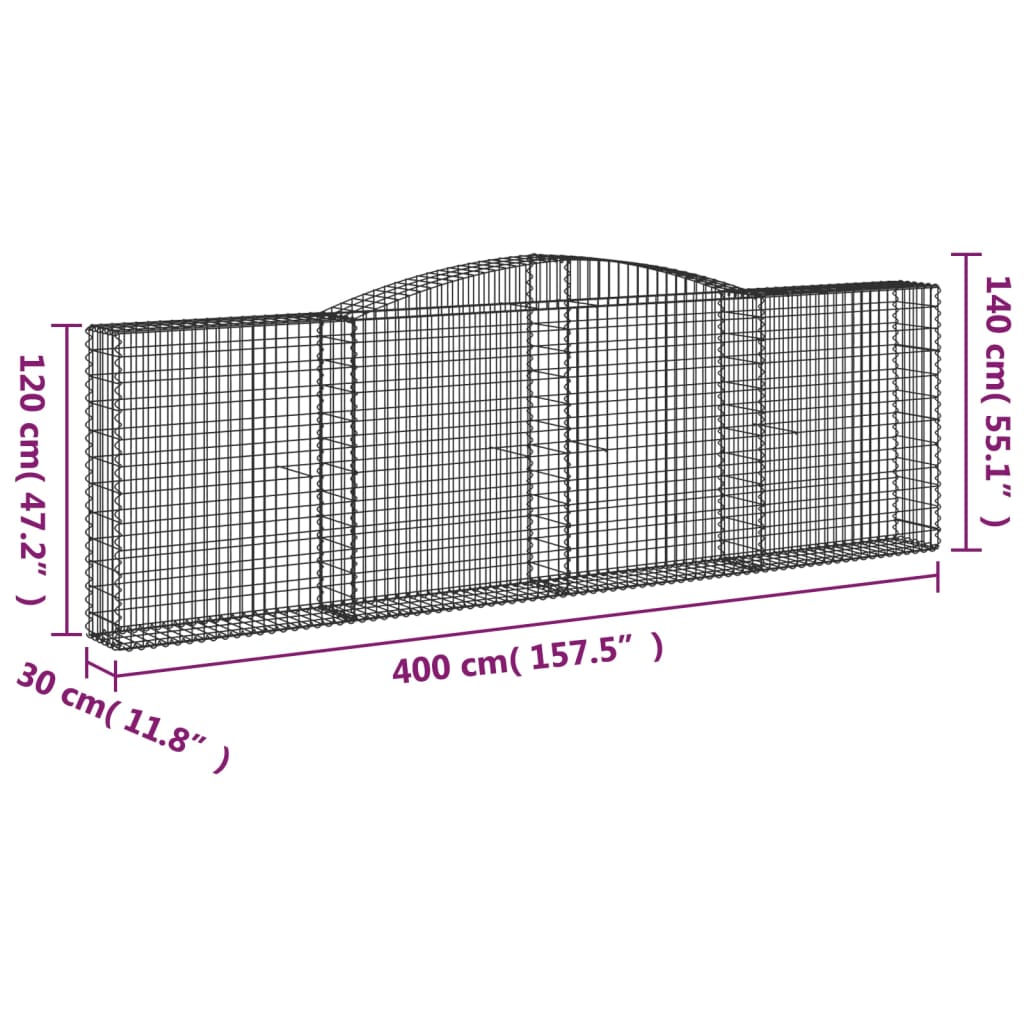 Coșuri gabion arcuite 8 buc. 400x30x120/140 cm fier galvanizat GartenMobel Dekor